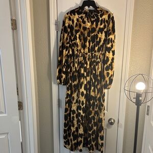 SHEIN Black and Gold Animal Print Dress